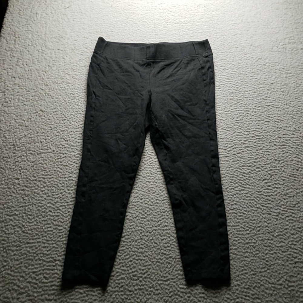 LOFT Outlet Leggings Womens L Black Solid Ankle Elastic Waist Stretch Jersey